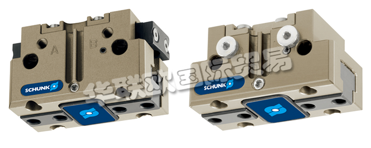 SCHUNK機械爪手JGP64-1帶雙平動機械手的旋轉頭，可在機器內同時裝載和卸載工件。在壓縮空氣的作用下，橢圓形活塞上下移動。楔式結構的有角度活動表面使基爪能夠同步平動。